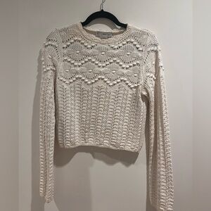 Mango Off-White Textured Knit Top